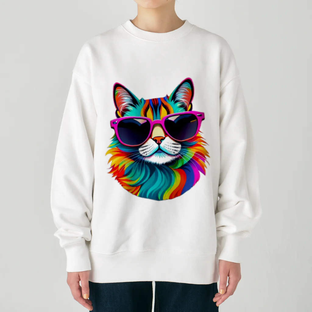 629_CAT_ARTのグラカラキャット2 Heavyweight Crew Neck Sweatshirt