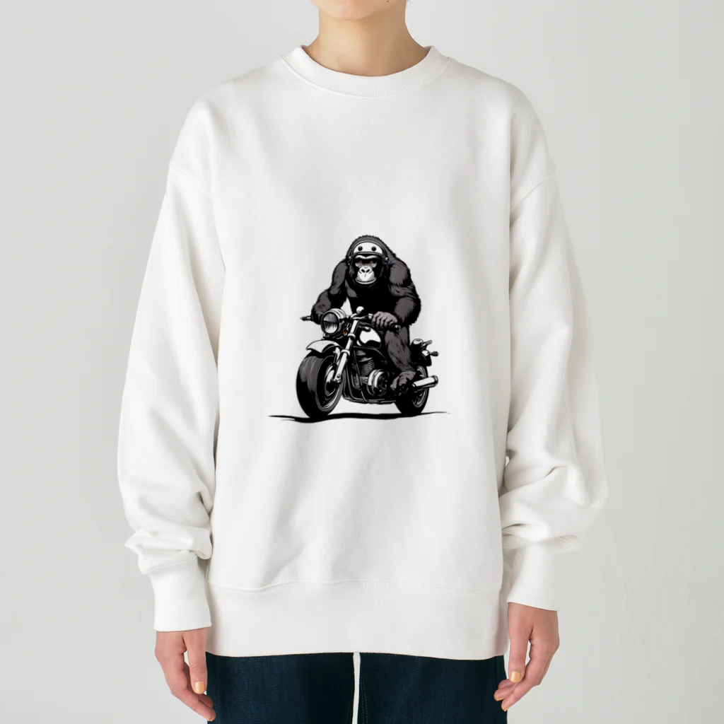 UEKIshopのバイクに乗ったゴリラ Heavyweight Crew Neck Sweatshirt