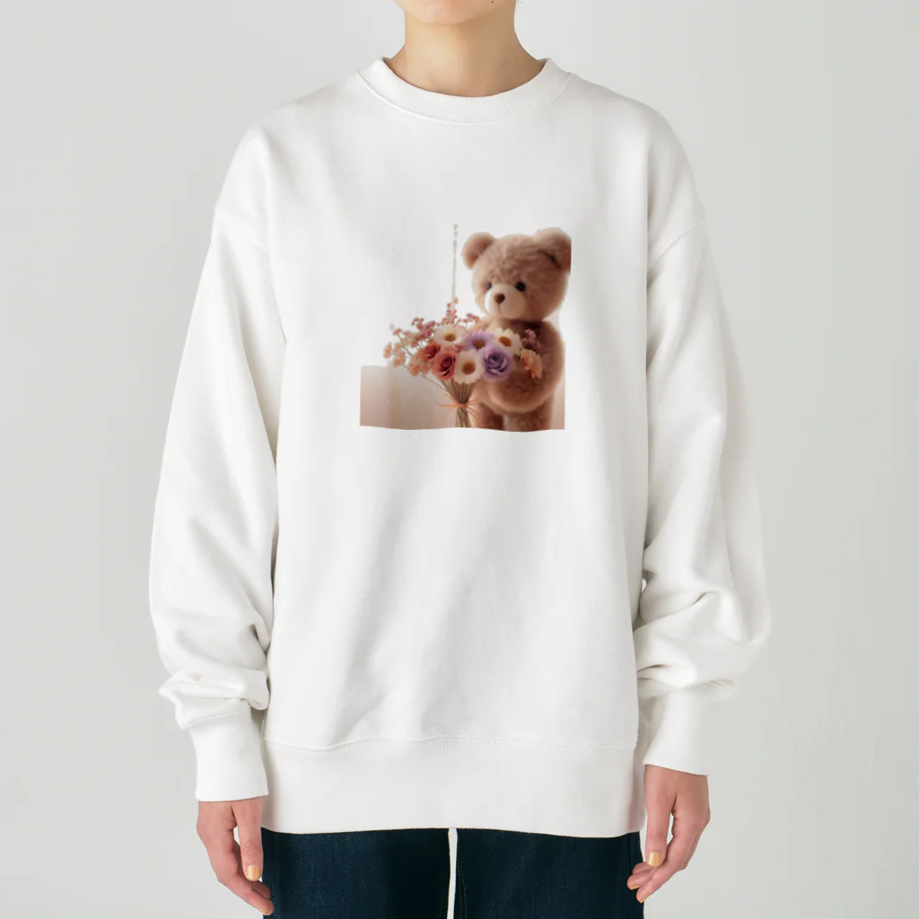 星パンダショップのはなとくま　～flower and bear～ Heavyweight Crew Neck Sweatshirt