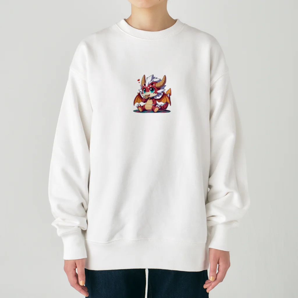 可愛らしいドラゴンのイラストグッズ店の1匹の愛らしいドラゴン Heavyweight Crew Neck Sweatshirt