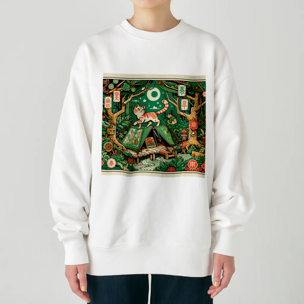 Aoyanicの猫野営オリエンタル Heavyweight Crew Neck Sweatshirt