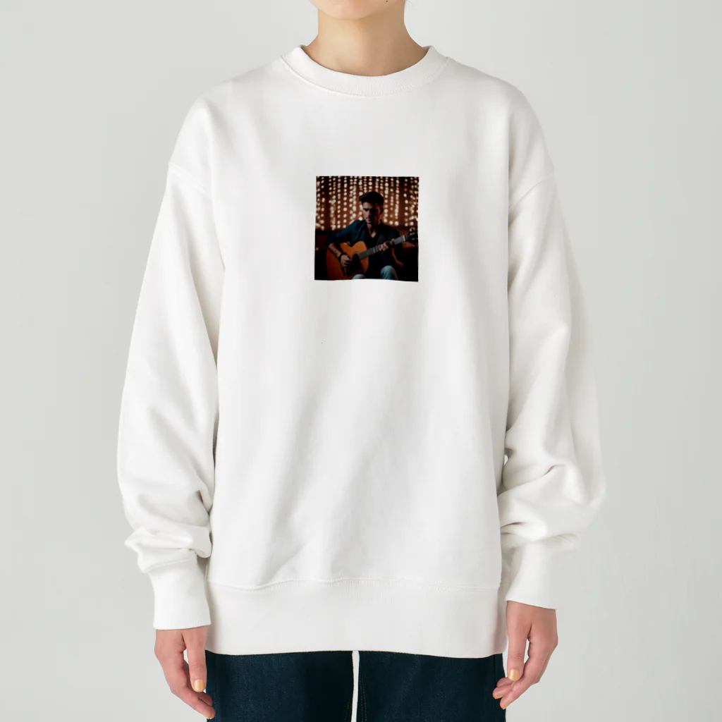 kuromame3tenのギターを弾いているイケメン Heavyweight Crew Neck Sweatshirt