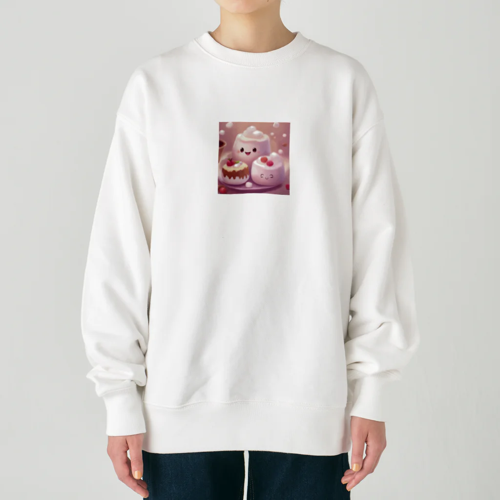 amxafukのふわふわマシュマロかわいいプリン Heavyweight Crew Neck Sweatshirt