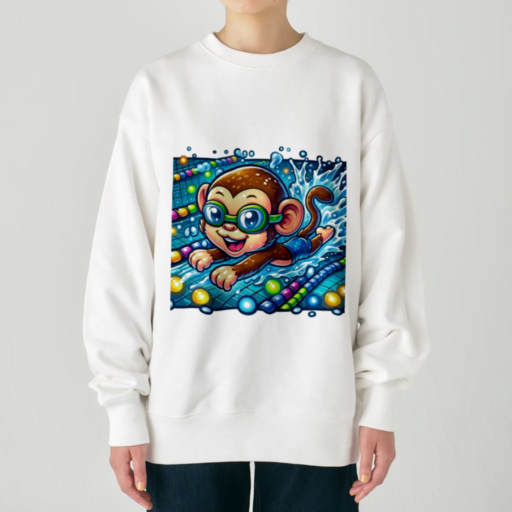 アニマルキャラクターショップのSwimming monkey Heavyweight Crew Neck Sweatshirt