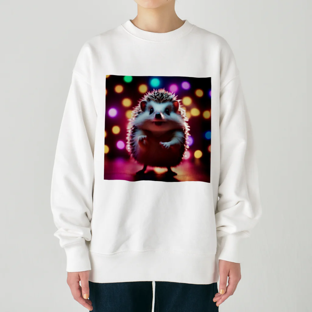 ハリネズミのゆゆのダンスパーティーをしているハリネズミ Heavyweight Crew Neck Sweatshirt