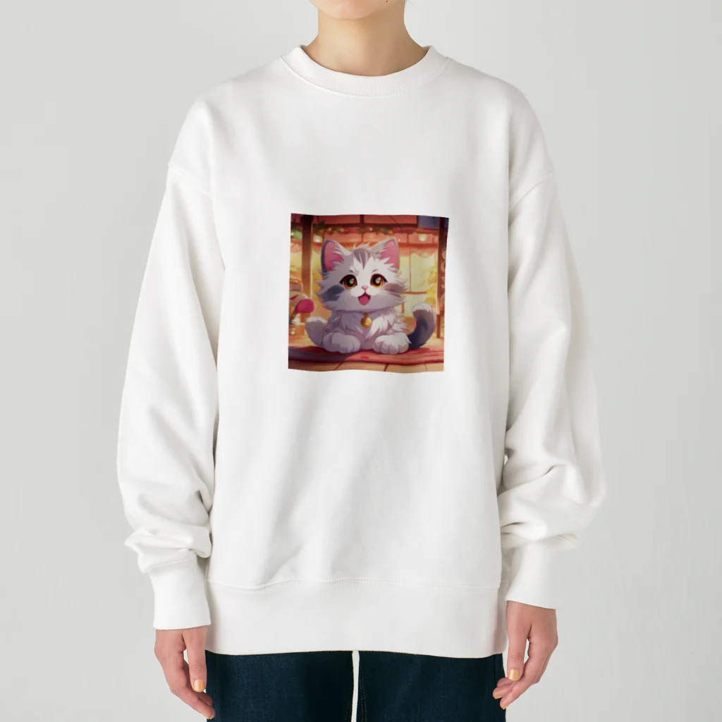 kuromasu_yuzuの夕焼けにゃんにゃん Heavyweight Crew Neck Sweatshirt