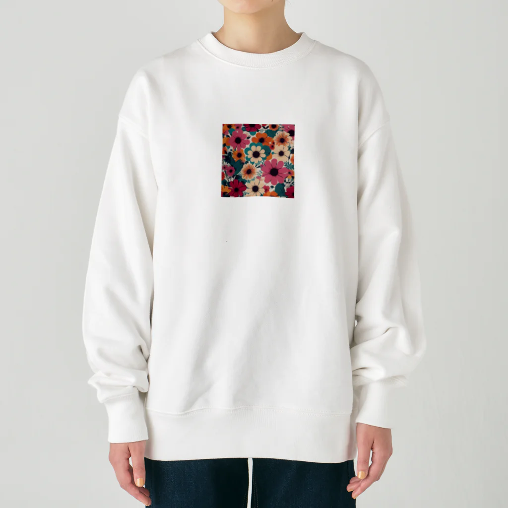 NATSUMAKITSUNEの北欧風　花柄　マリメッコ風 Heavyweight Crew Neck Sweatshirt