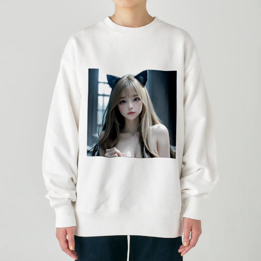 AI美女書架のAI美女猫　ララ Heavyweight Crew Neck Sweatshirt