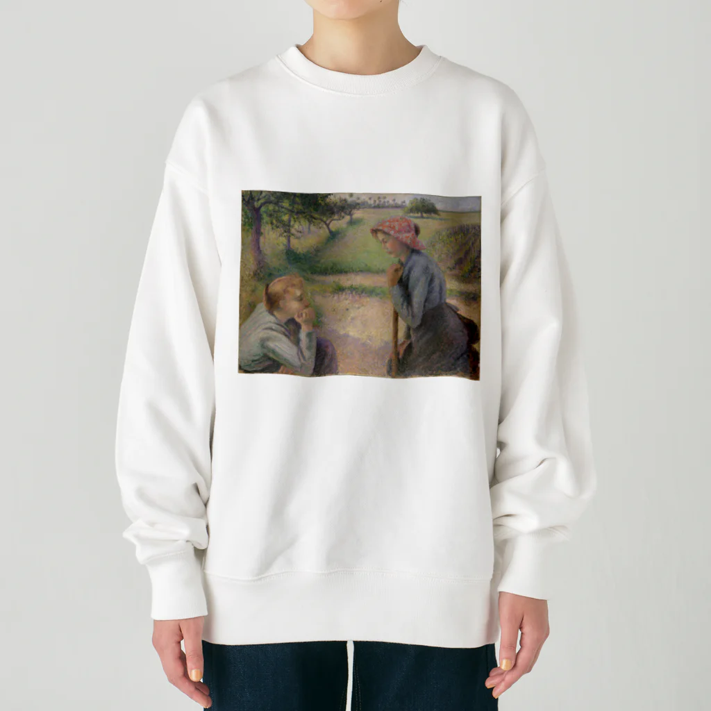 世界美術商店の2人の若い農夫 / Two Young Peasant Women Heavyweight Crew Neck Sweatshirt