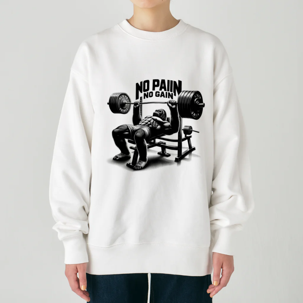 BlueOcean987のNO PAIN NO GAIN ゴリラベンチプレス Heavyweight Crew Neck Sweatshirt