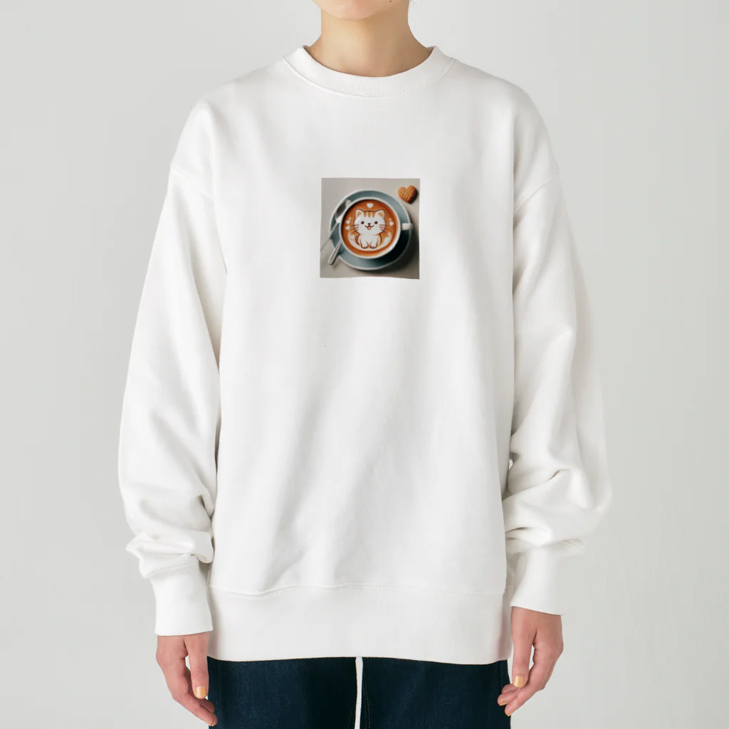 アニマルグッズストア　OPIのラテアートの猫 Heavyweight Crew Neck Sweatshirt