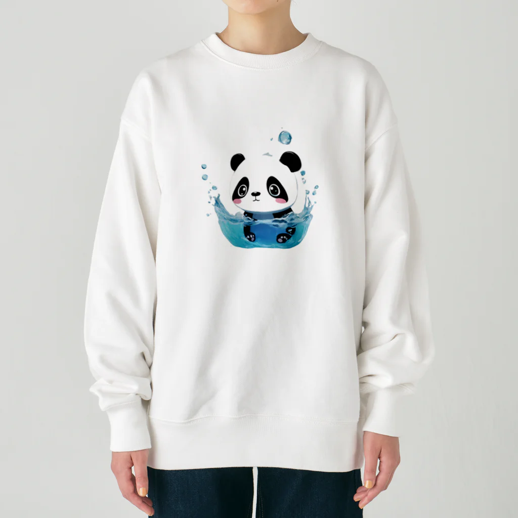 waterpandaの水に落ちるパンダ Heavyweight Crew Neck Sweatshirt