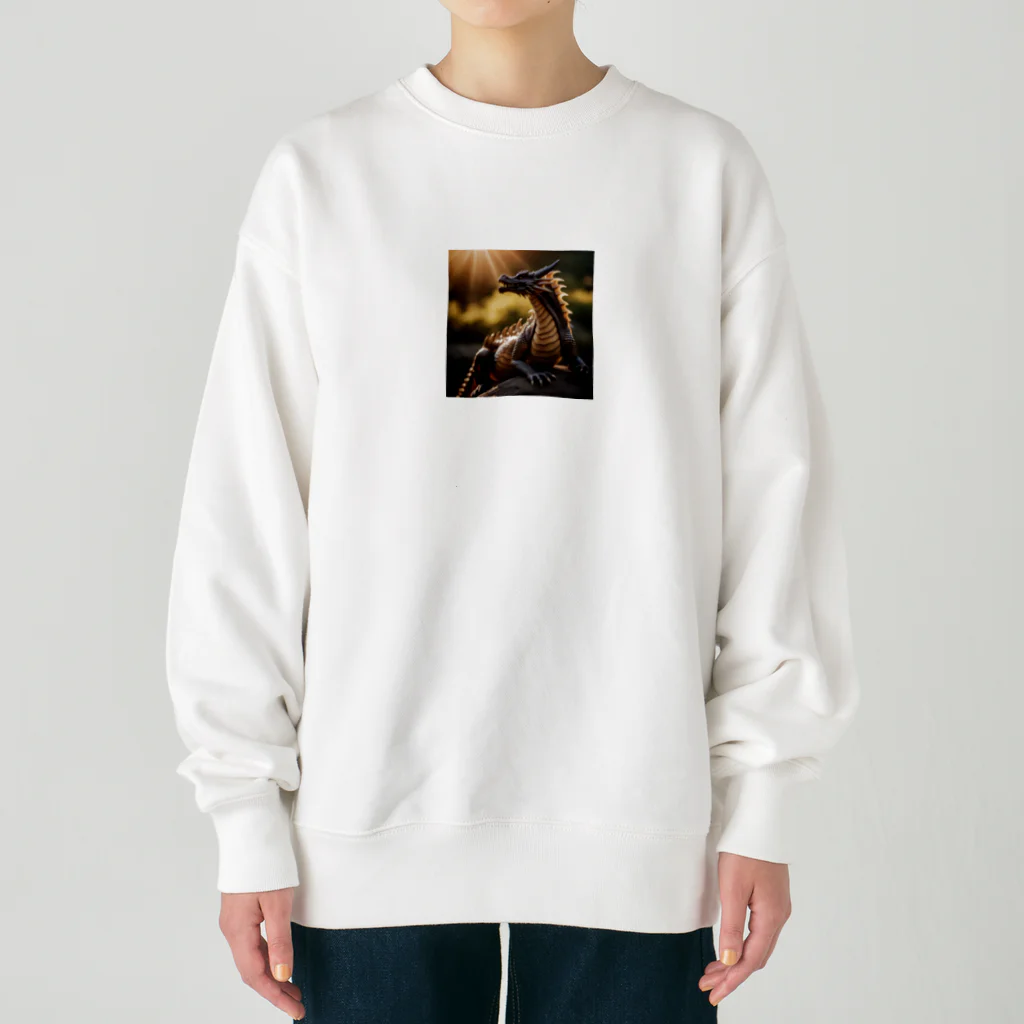 rian14の日光浴をしている龍 Heavyweight Crew Neck Sweatshirt