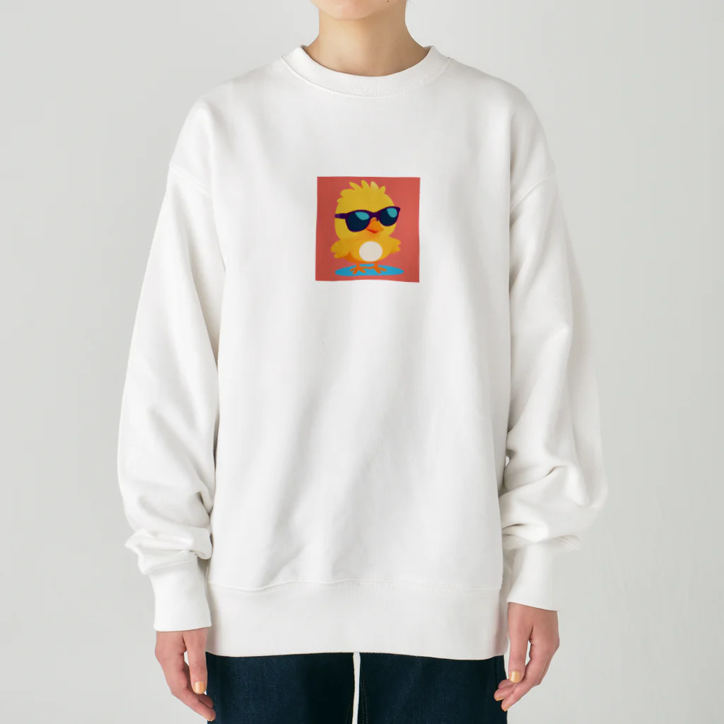 いきもの小学校　ふわわ組のヒヨコのいよこ君 Heavyweight Crew Neck Sweatshirt