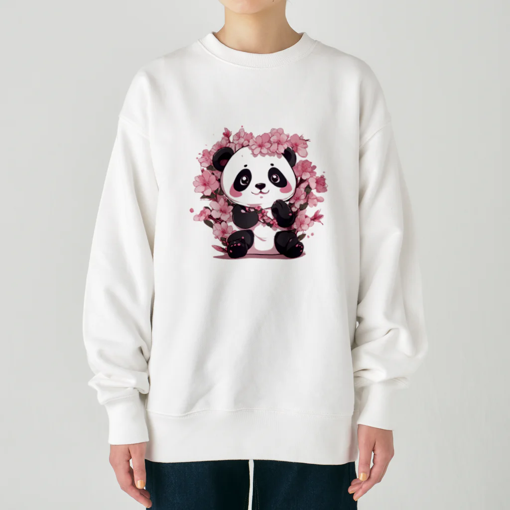 waterpandaの満開桜とパンダ Heavyweight Crew Neck Sweatshirt