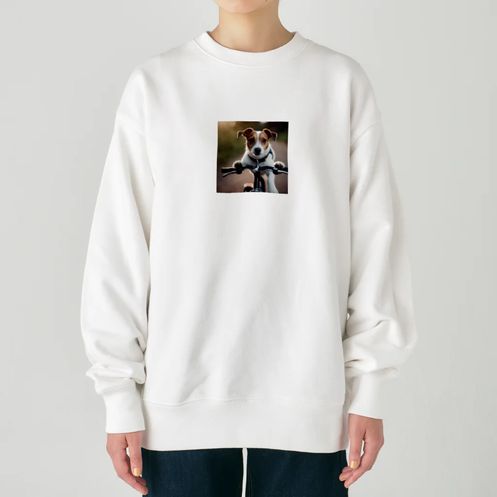 ISAACの自転車にのるジャックラッセル Heavyweight Crew Neck Sweatshirt