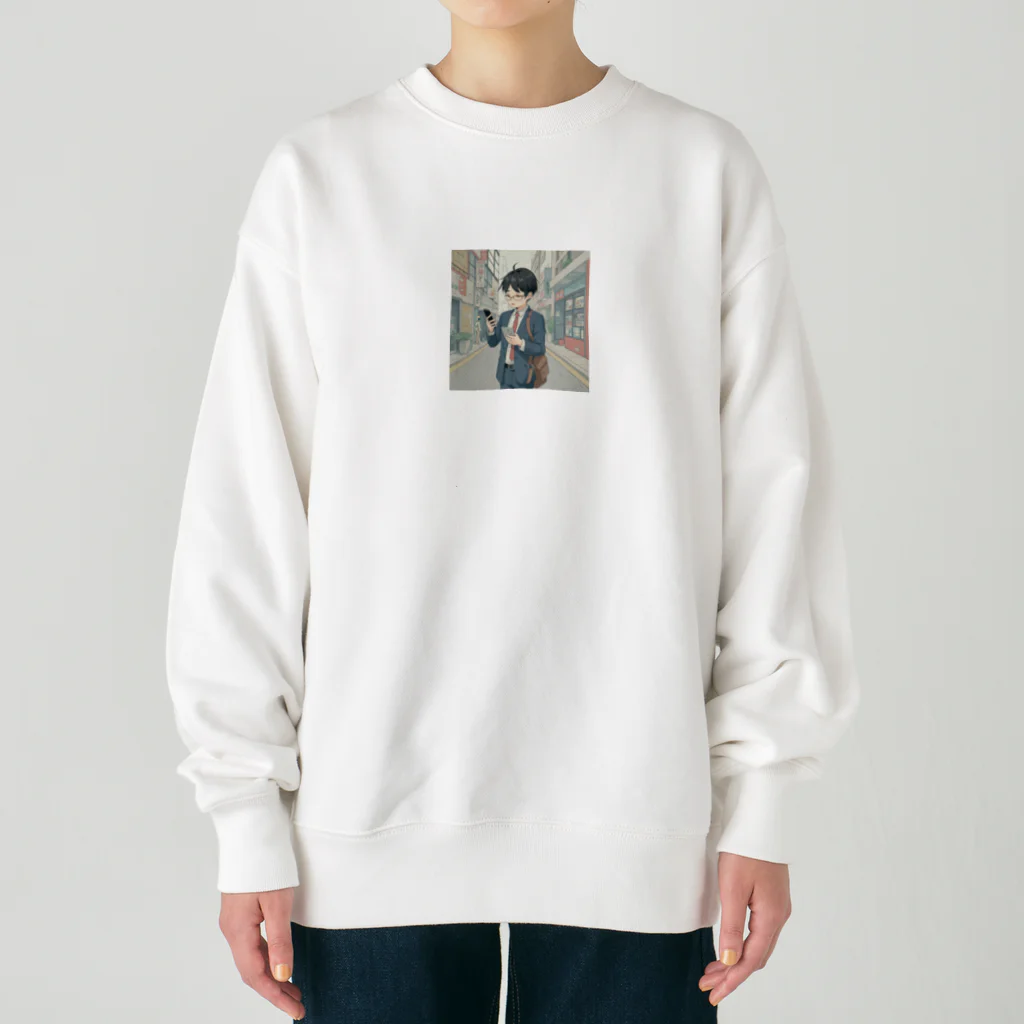 なお（ｻﾗﾘｰﾏﾝ）＠AI使って情報発信中のダブルスマホ＠サラリーマン Heavyweight Crew Neck Sweatshirt