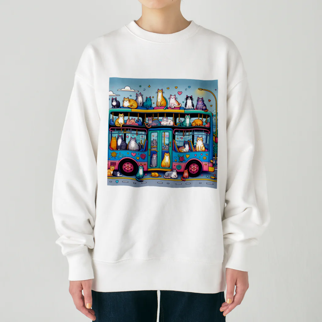 neko_shopの猫の集会　バス編 Heavyweight Crew Neck Sweatshirt