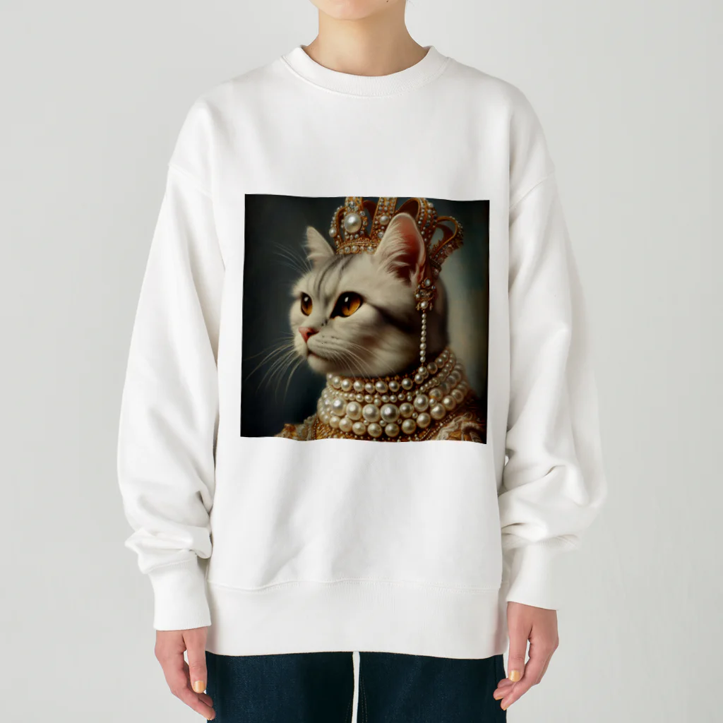 esmeralda64の真珠猫 メアリー1世 Heavyweight Crew Neck Sweatshirt