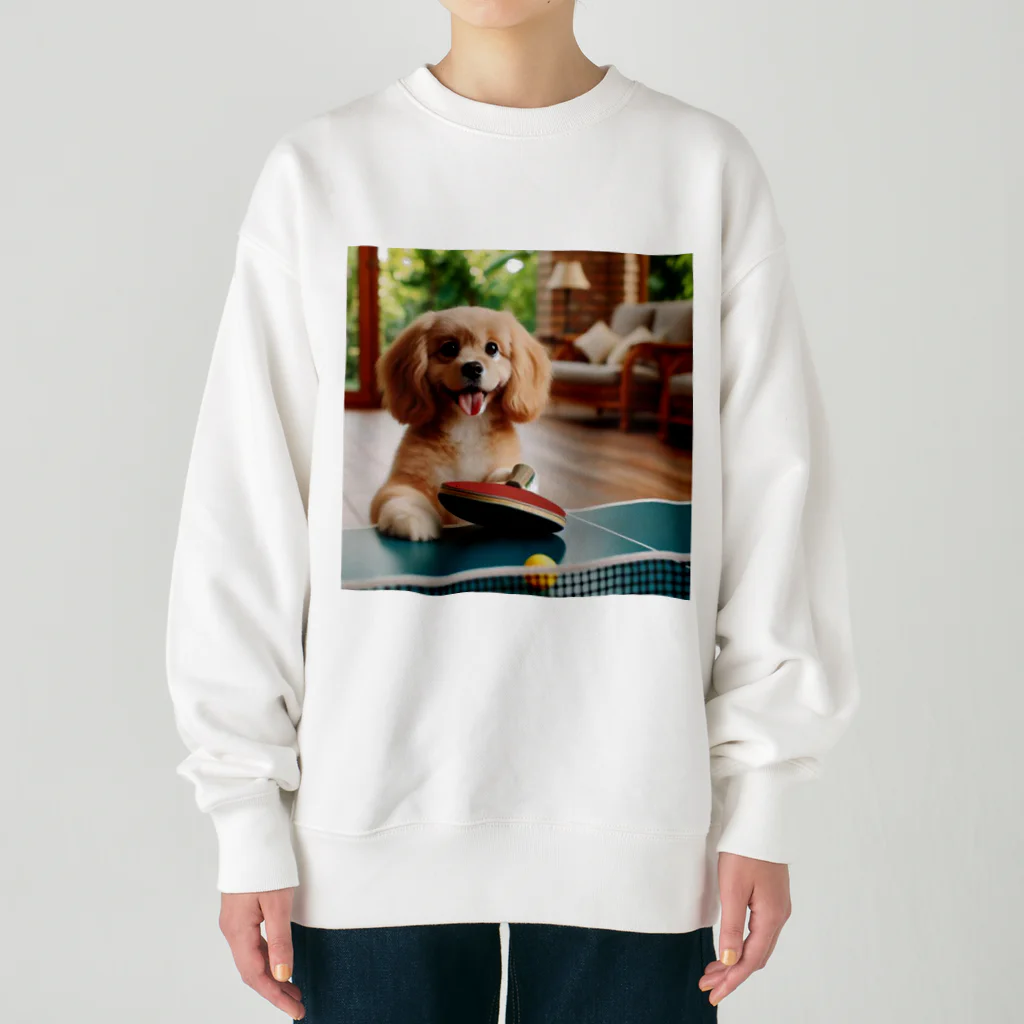 mitsu0123456の可愛い卓球犬 Heavyweight Crew Neck Sweatshirt