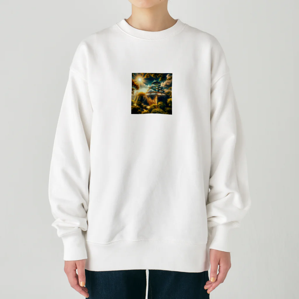 戦国時代マニアの夏の輝きを放つ大阪城 Heavyweight Crew Neck Sweatshirt