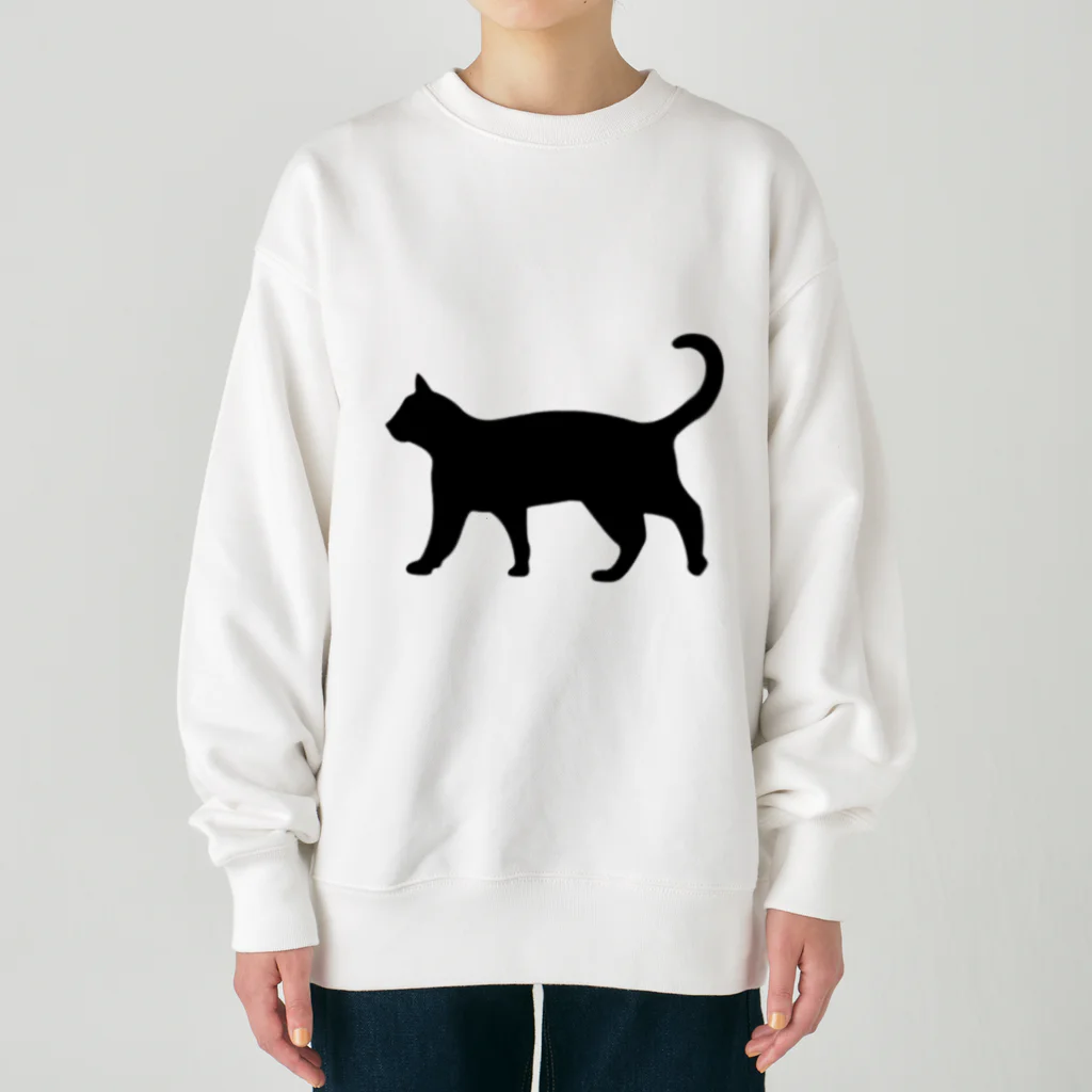 Teatime ティータイムの黒猫は見ていた　ねこ Heavyweight Crew Neck Sweatshirt