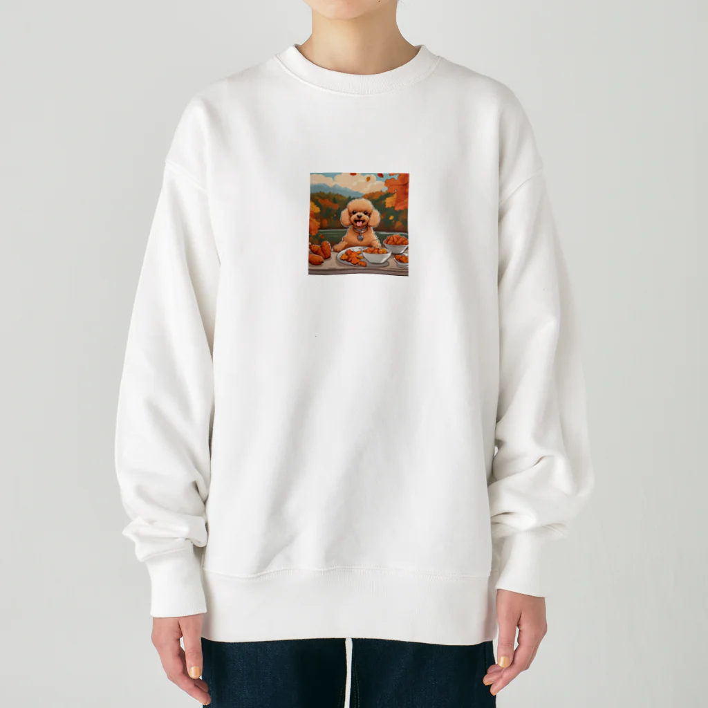 ワンちゃん大好きの秋を楽しむトイプードル Heavyweight Crew Neck Sweatshirt