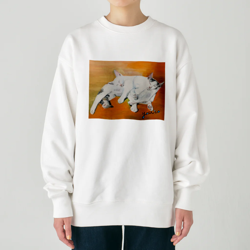 Yoshico-1655の幸せな夢をみる仔猫たち・油絵 Heavyweight Crew Neck Sweatshirt