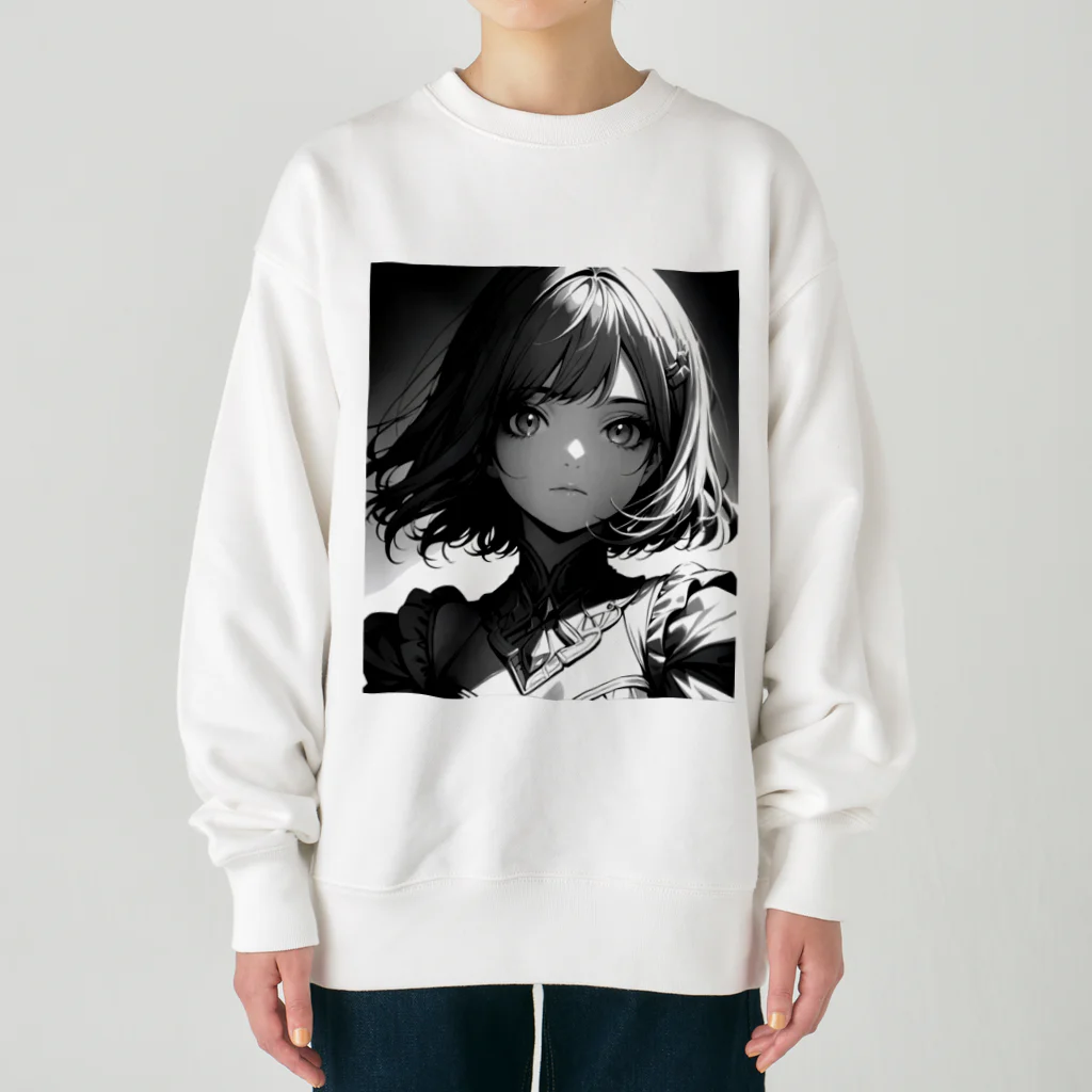 Relaxing Beatsのモノクロ美少女 Heavyweight Crew Neck Sweatshirt