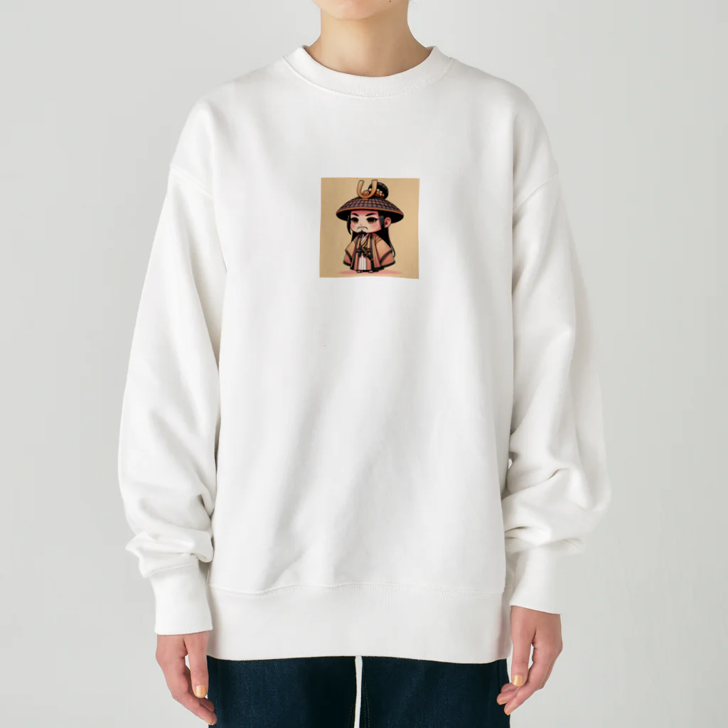 戦国時代マニアのデフォルメ足利義政君 Heavyweight Crew Neck Sweatshirt