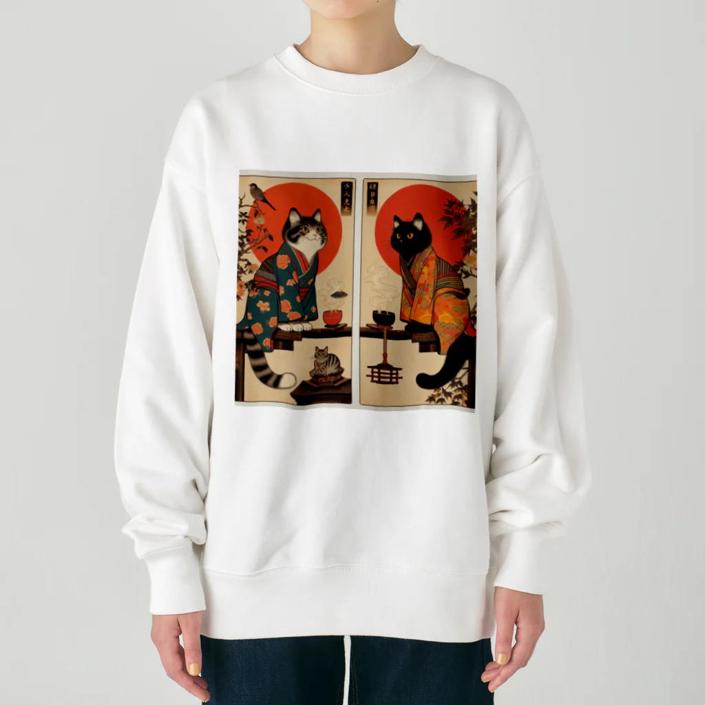 あずきば-あたりの着物猫シリーズ Heavyweight Crew Neck Sweatshirt