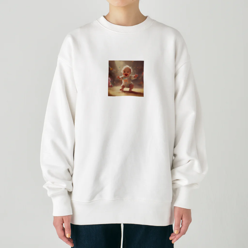 FIRE_Babyのダンスをしている人間の赤ちゃん Heavyweight Crew Neck Sweatshirt