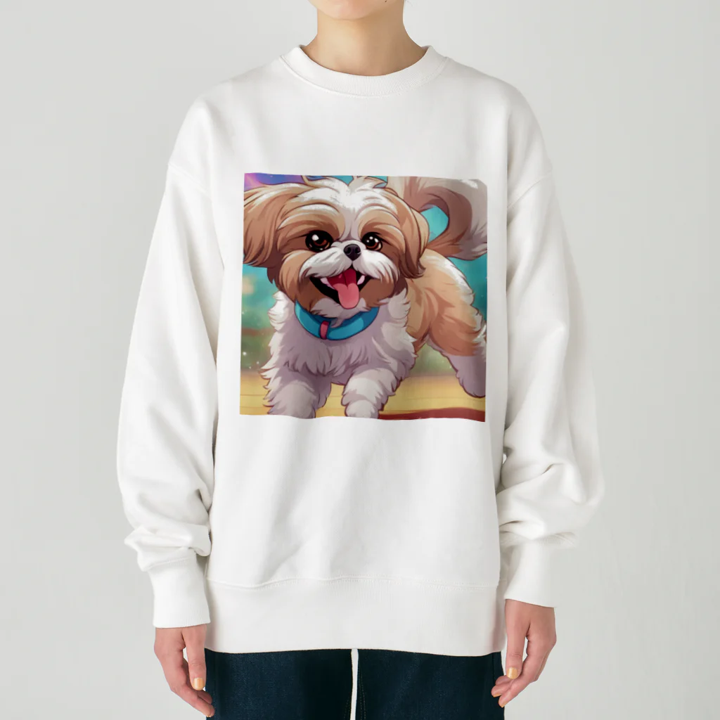 happiness_shopの踊るかわいいシーズー犬 Heavyweight Crew Neck Sweatshirt