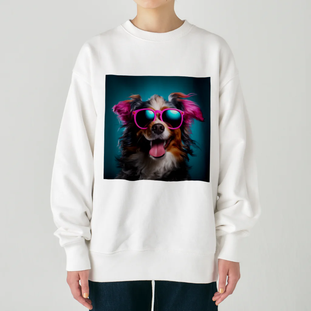 AQUAMETAVERSEのサングラスをかけた、かわいい犬 Marsa 106 Heavyweight Crew Neck Sweatshirt