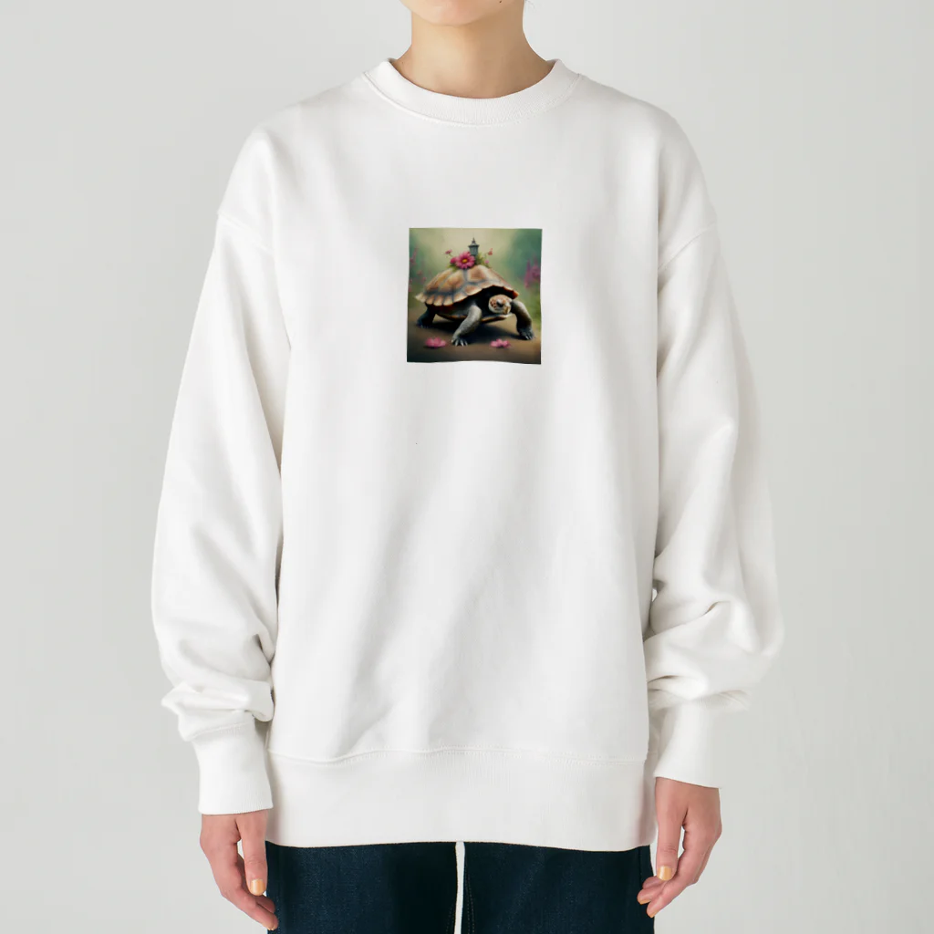 takka_555の癒される動物（カメ） Heavyweight Crew Neck Sweatshirt