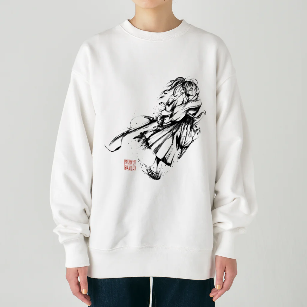 chicodeza by suzuriの墨絵の侍 Heavyweight Crew Neck Sweatshirt