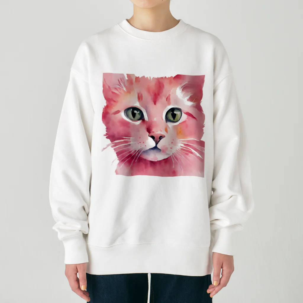 キャツアイのピンクの猫ちゃんやで Heavyweight Crew Neck Sweatshirt