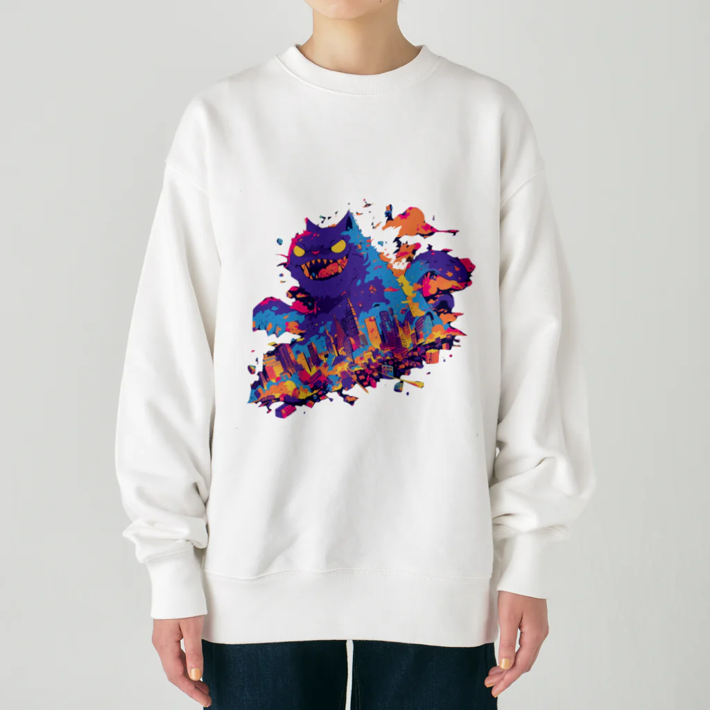 kyaffe4uのネコゴジラ Heavyweight Crew Neck Sweatshirt