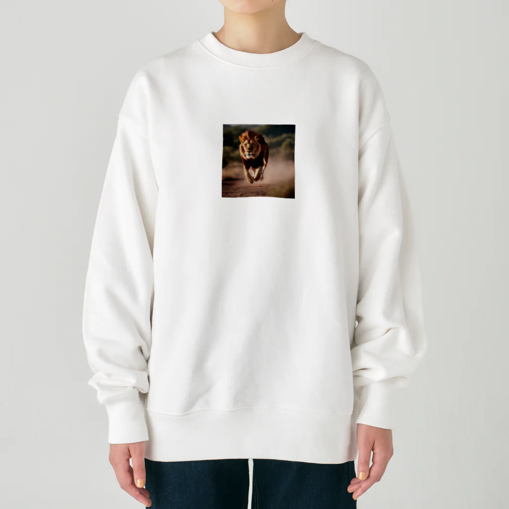 kei-001の走るライオン Heavyweight Crew Neck Sweatshirt