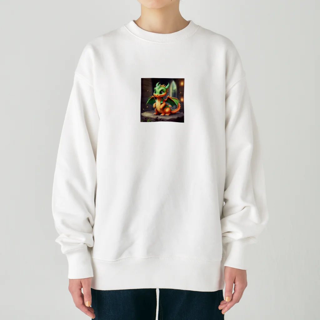 supportの可愛い金運上昇竜 Heavyweight Crew Neck Sweatshirt