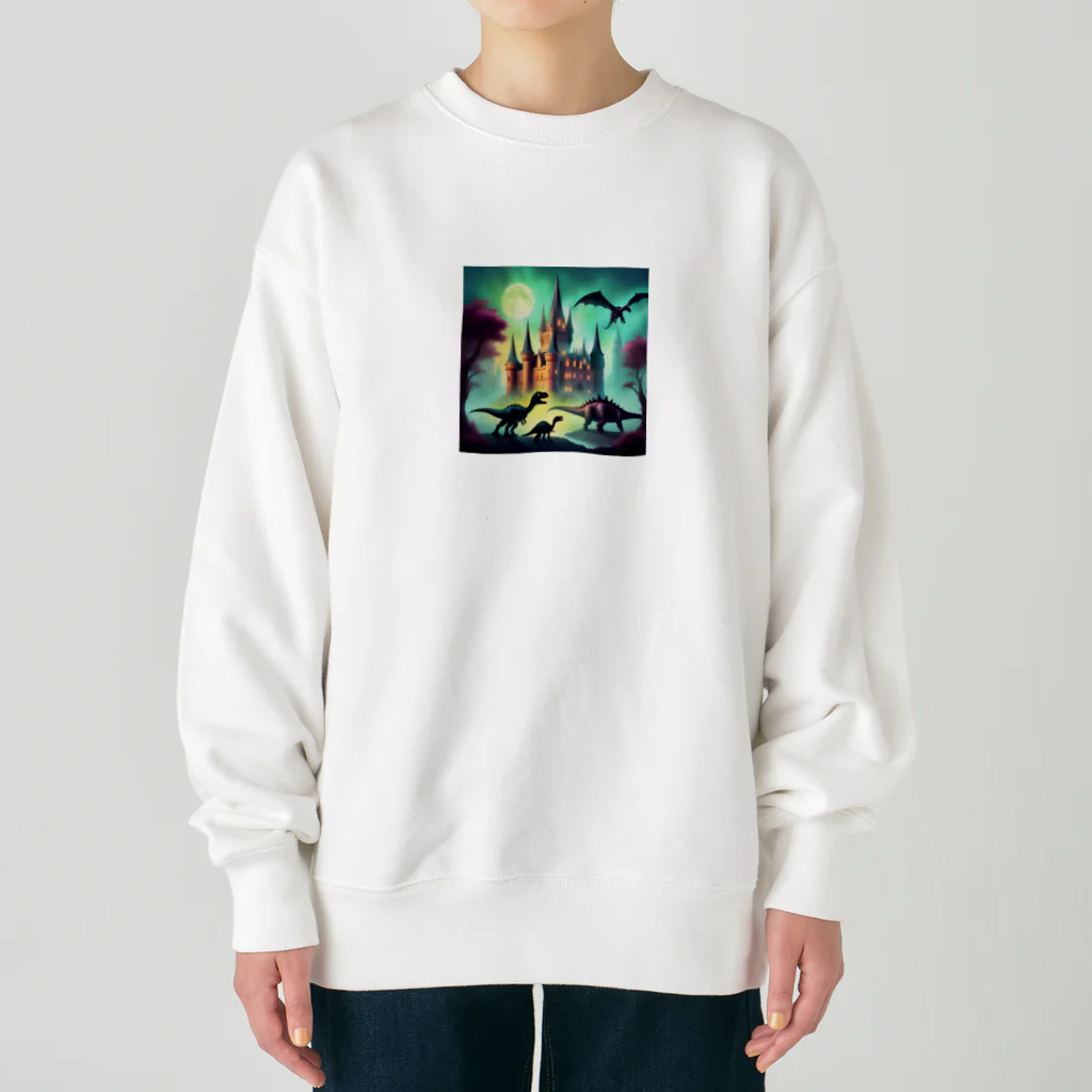 marian_baseの恐竜と城 Heavyweight Crew Neck Sweatshirt