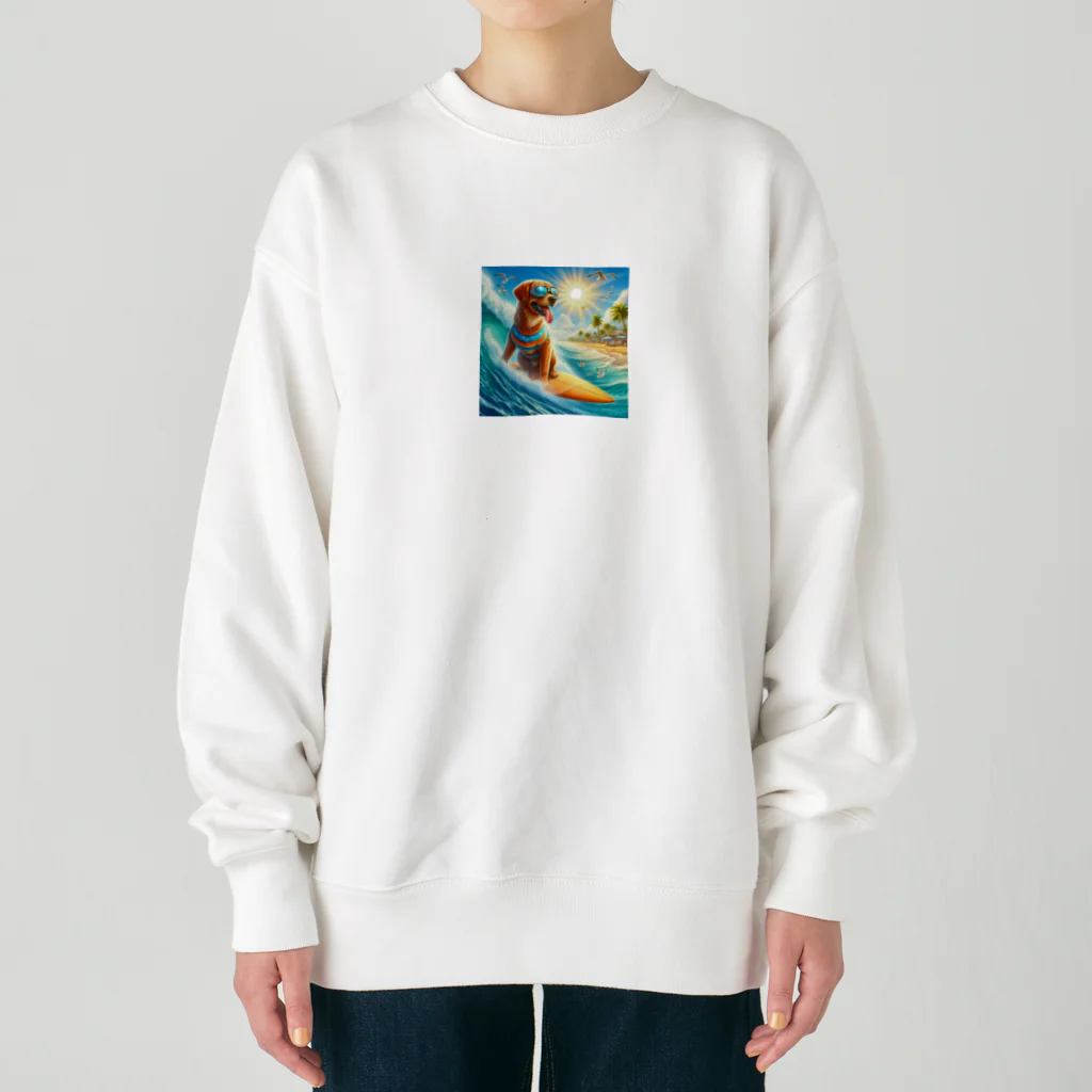 ショウショップの犬サーフィン Heavyweight Crew Neck Sweatshirt