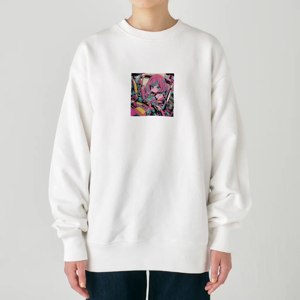 カピパーラ🐻のコックピット♪操縦席ガール♪ Heavyweight Crew Neck Sweatshirt