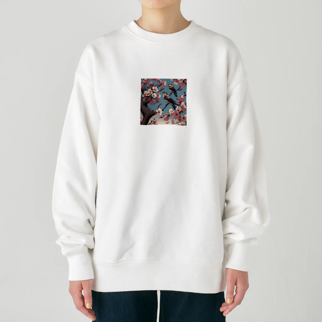 ウェブエンパイアの桜と雀（Cherry blossom & sparrow)  01 Heavyweight Crew Neck Sweatshirt