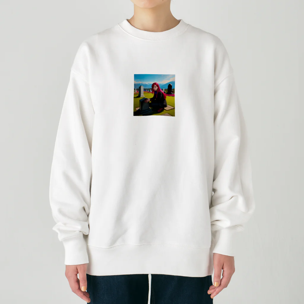 yoogin2345のお墓参りの美女 Heavyweight Crew Neck Sweatshirt