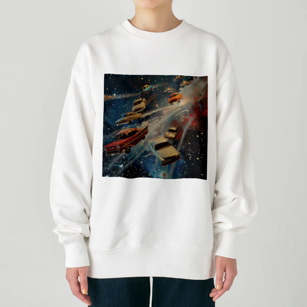 MistyStarkの宇宙を飛び交う車たち Heavyweight Crew Neck Sweatshirt