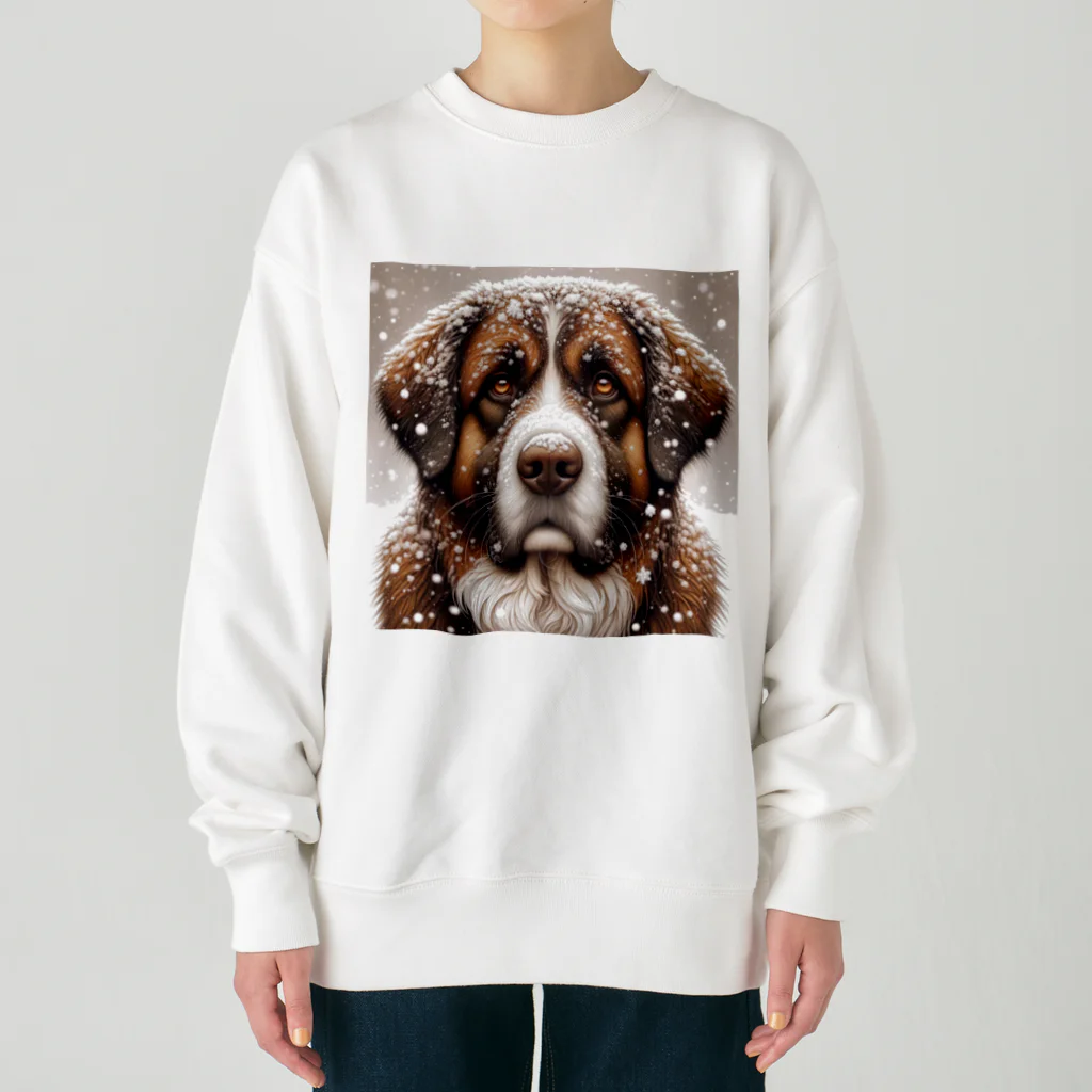 Ama'sの雪の中しかめっ面の犬さん Heavyweight Crew Neck Sweatshirt