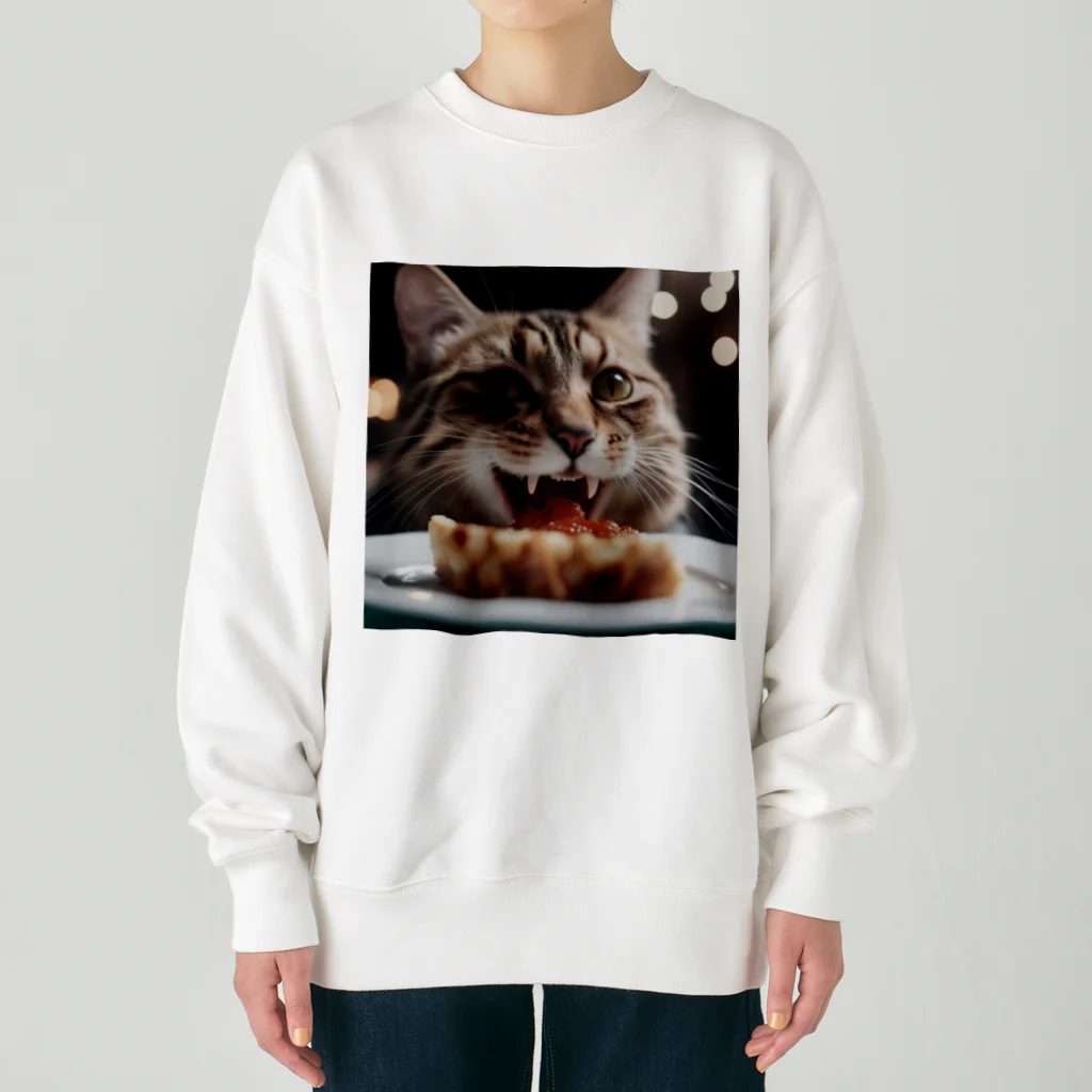 feliceのごはんを食べている猫 Heavyweight Crew Neck Sweatshirt