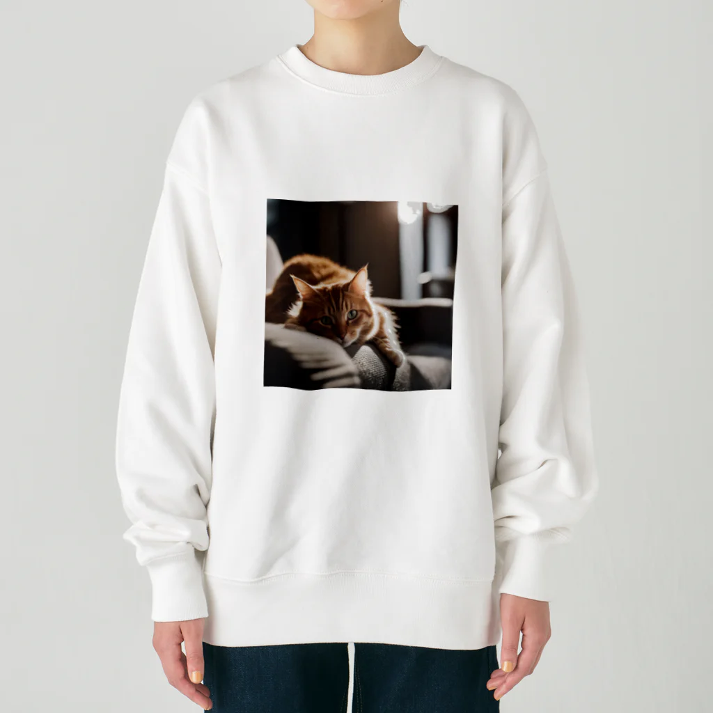 feliceのリビングでごろんとする猫 Heavyweight Crew Neck Sweatshirt