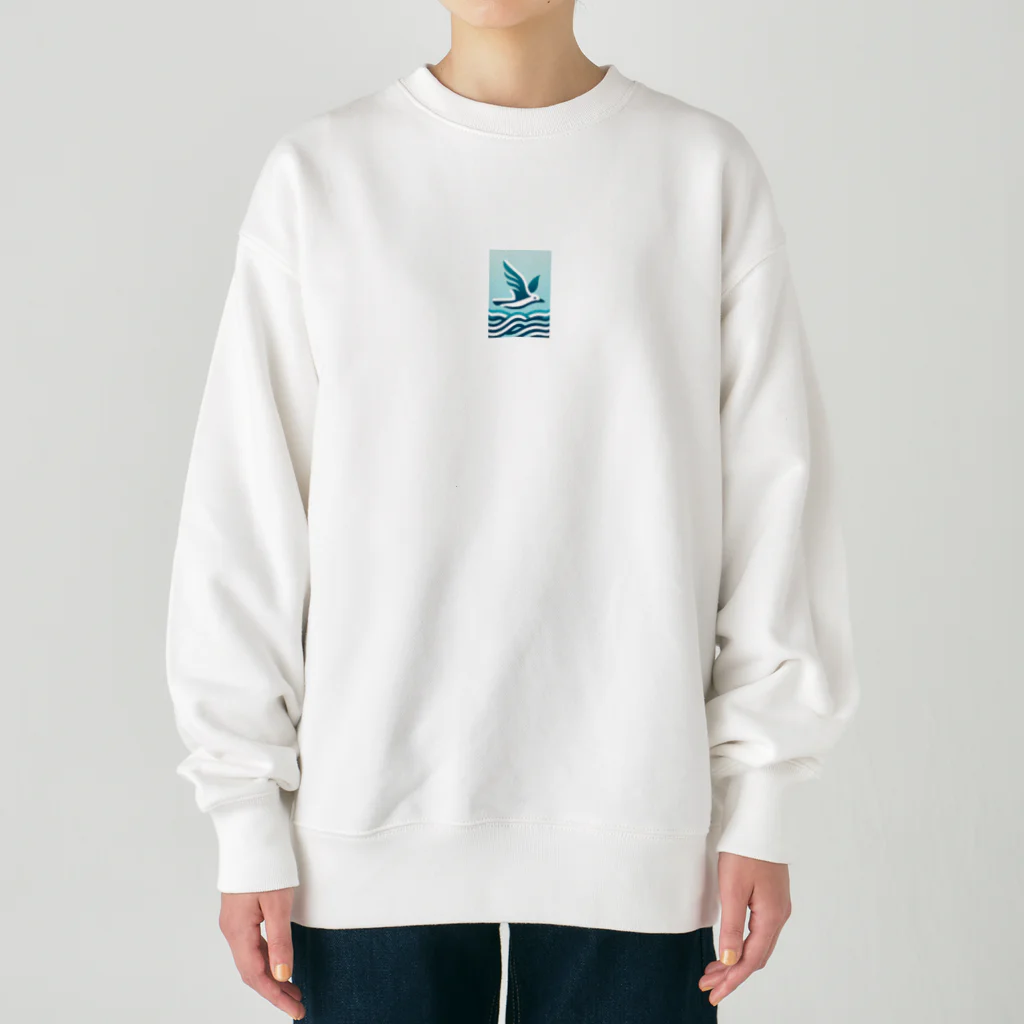 ねこにんじゃショップの海とカモメ Heavyweight Crew Neck Sweatshirt